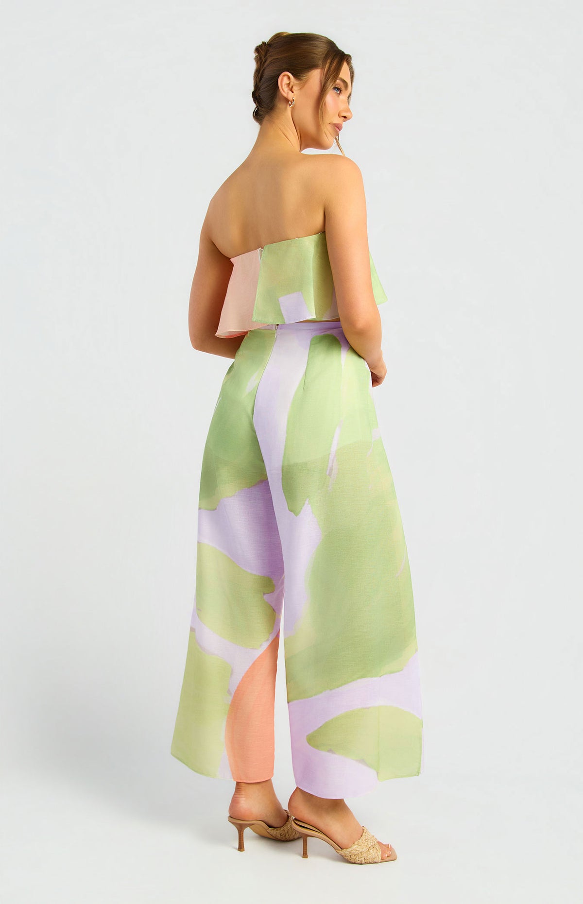 Aviani Strapless Top & Pants Set - Apricot Green
