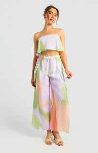 Aviani Strapless Top & Pants Set - Apricot Green