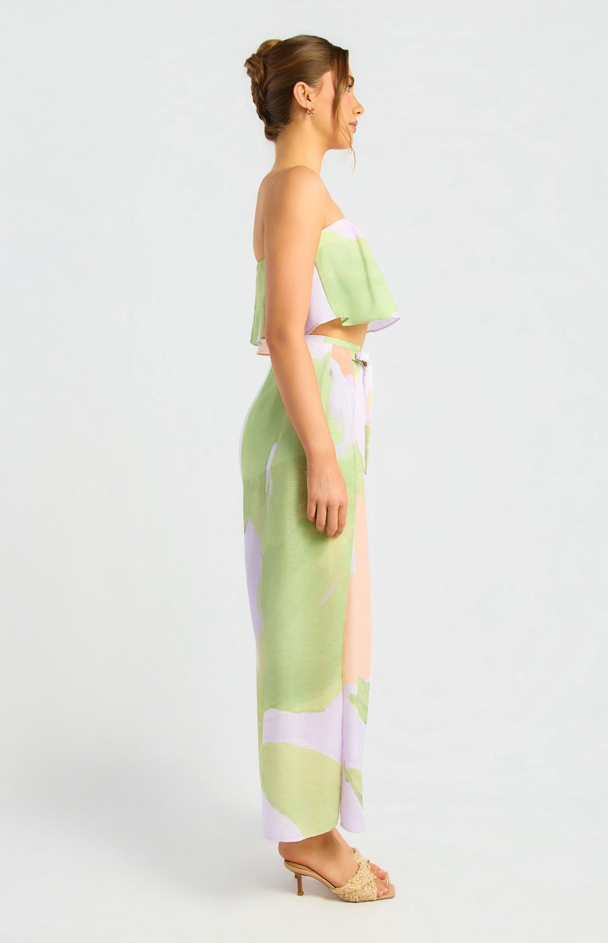 Aviani Strapless Top & Pants Set - Apricot Green