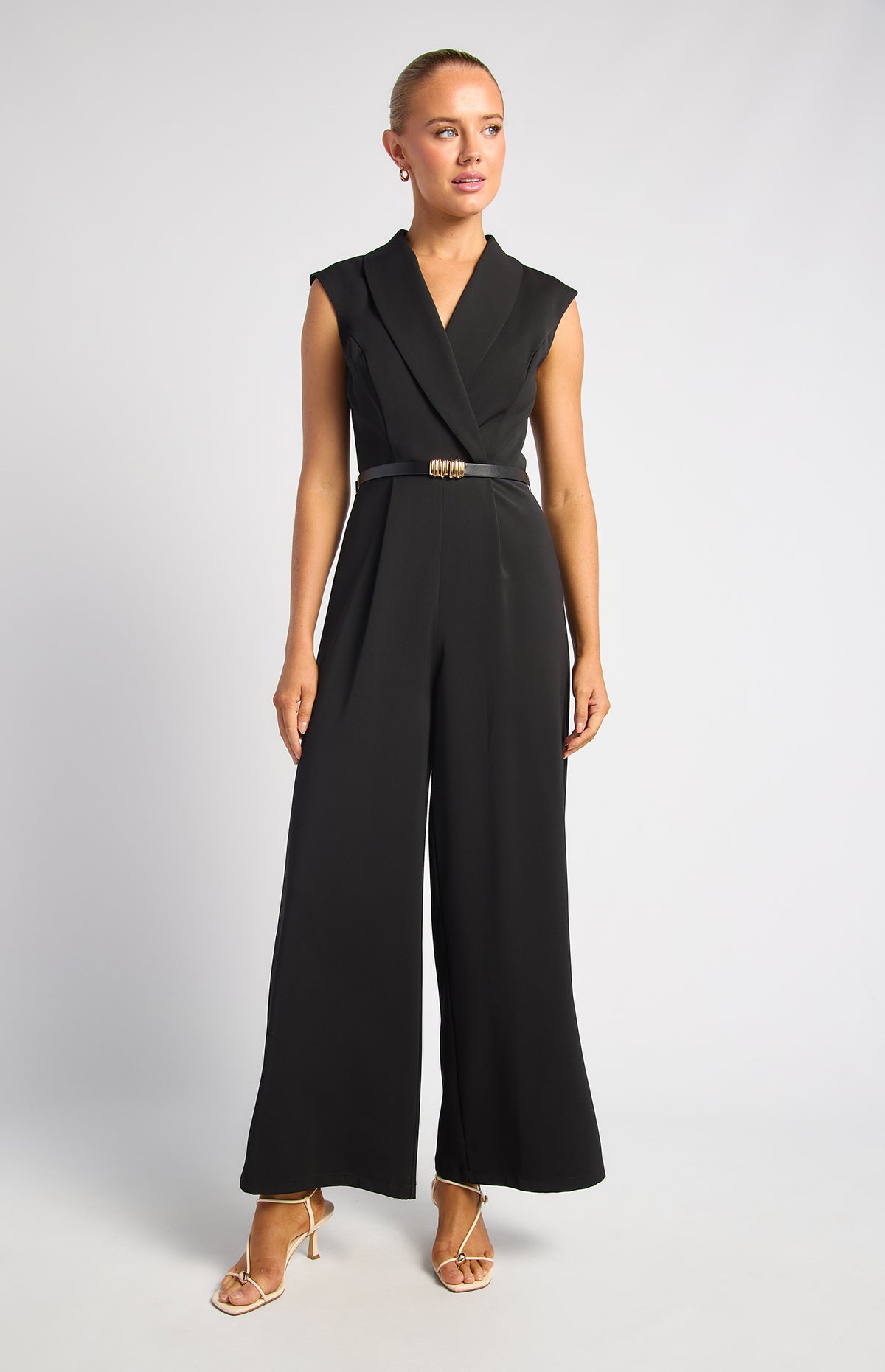 Alira Cap Sleeves Jumpsuit - Black