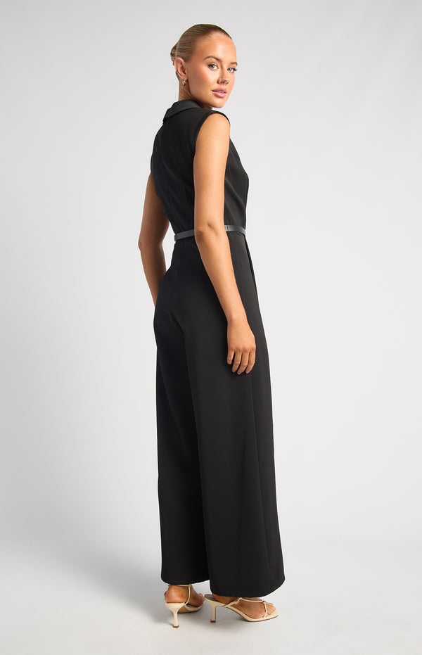 Alira Cap Sleeves Jumpsuit - Black