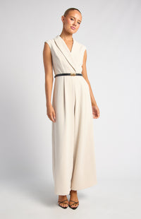 Alira Cap Sleeves Jumpsuit - Bone