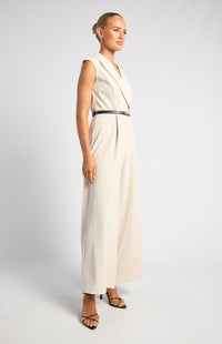 Alira Cap Sleeves Jumpsuit - Bone