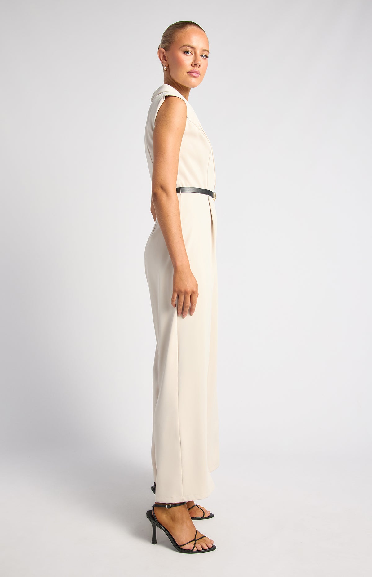 Alira Cap Sleeves Jumpsuit - Bone