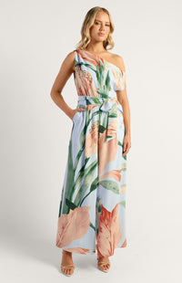 Pricilla One-Shoulder Floral Jumpsuit - Blue