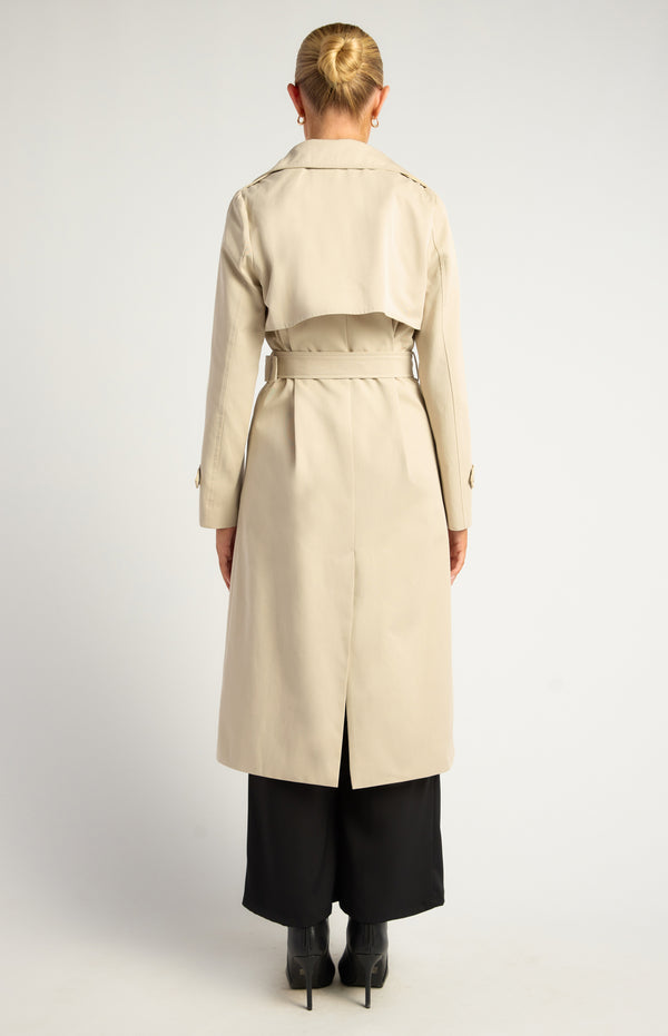 Vesper Snap Button Trench Coat - Bone