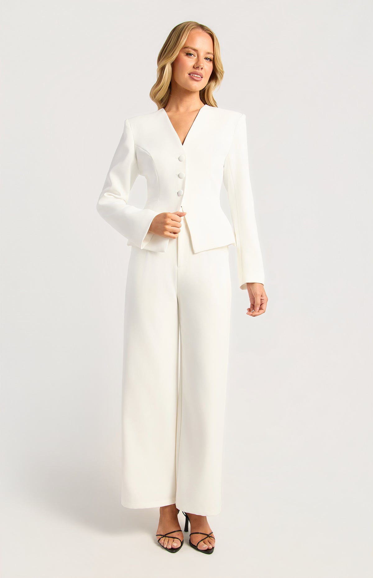 Makaylie Cinch Waist Blazer - White