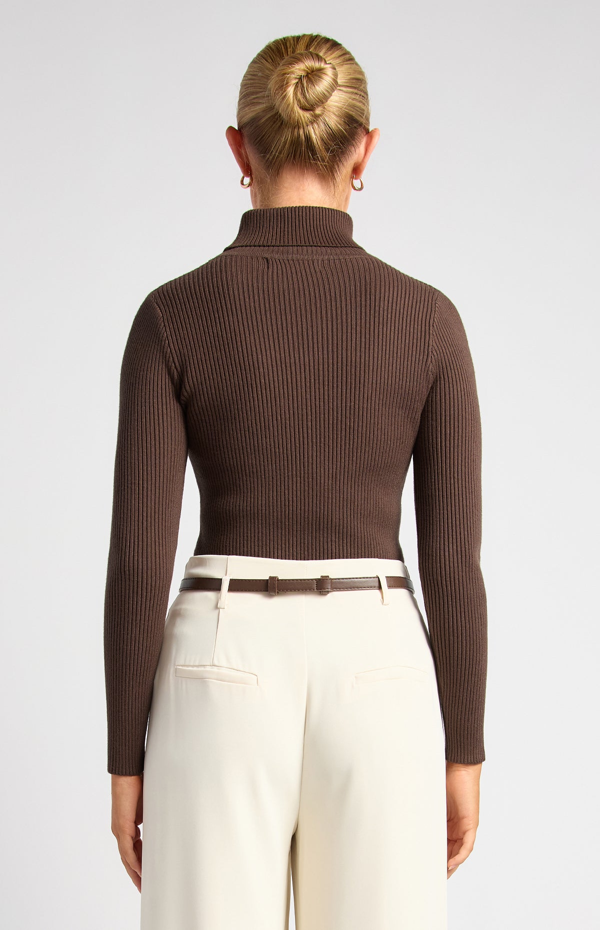 Steffi Turtle Neck Knit Top - Espresso