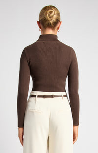 Steffi Turtle Neck Knit Top - Espresso