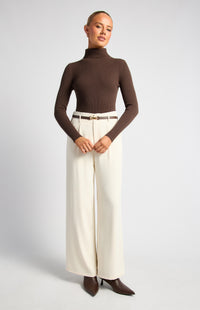 Steffi Turtle Neck Knit Top - Espresso