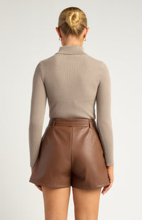 Steffi Turtle Neck Knit Top - Mushroom
