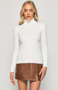 Steffi Turtle Neck Knit Top - White