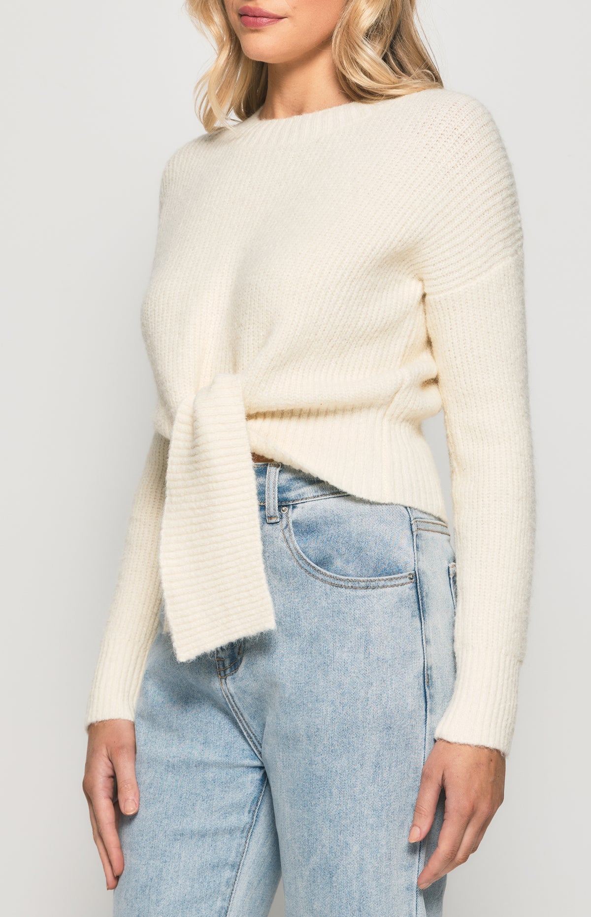Calvi Long Sleeve Knit Top - White