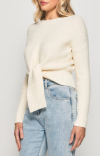 Calvi Long Sleeve Knit Top - White