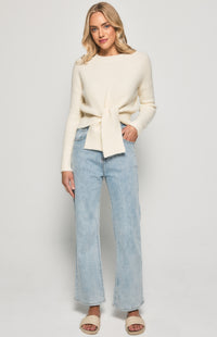 Calvi Long Sleeve Knit Top - White