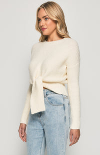 Calvi Long Sleeve Knit Top - White