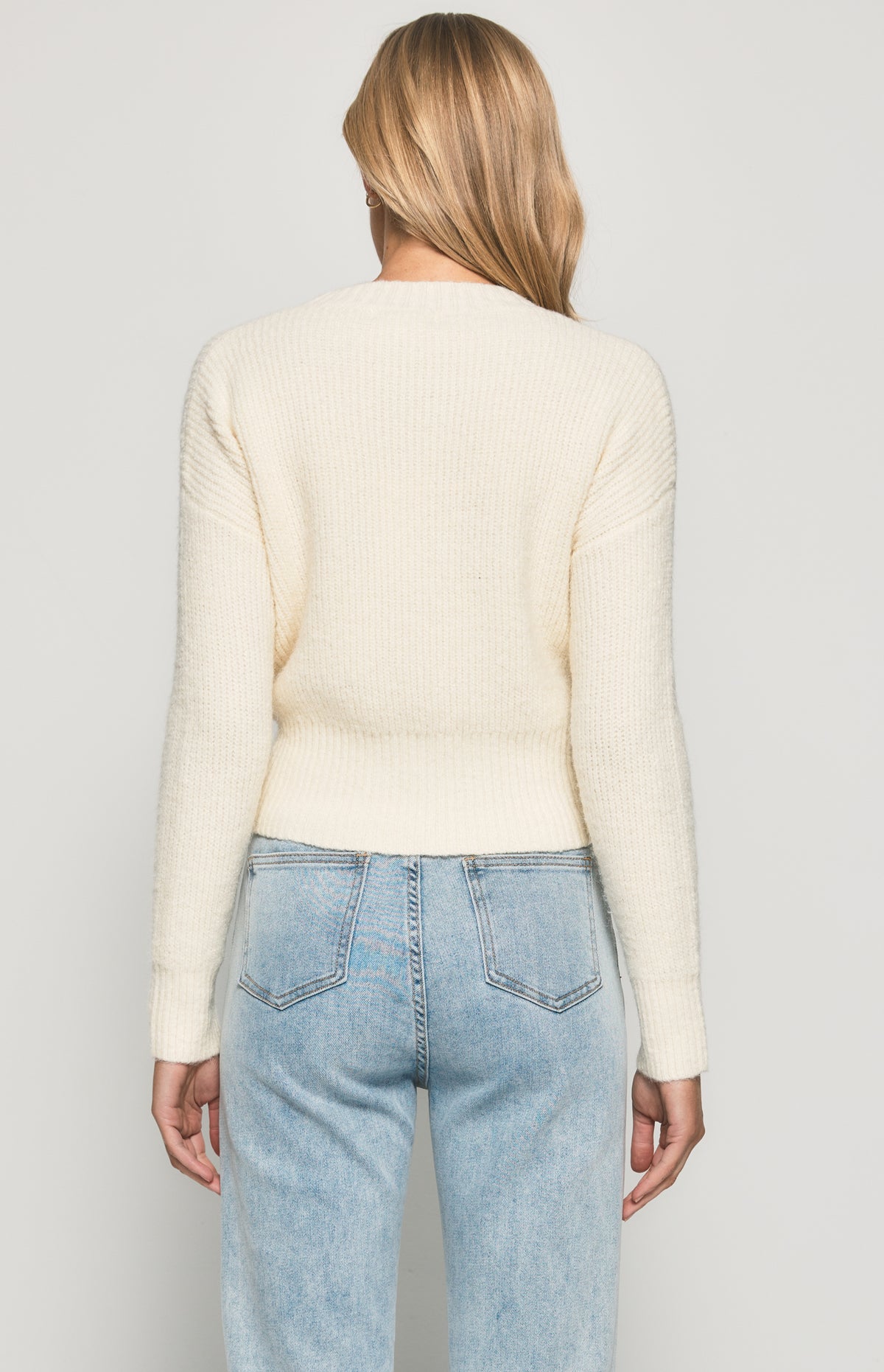 Calvi Long Sleeve Knit Top - White