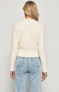 Calvi Long Sleeve Knit Top - White
