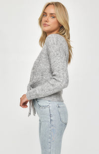Calvi Long Sleeve Knit Top - Grey Marl