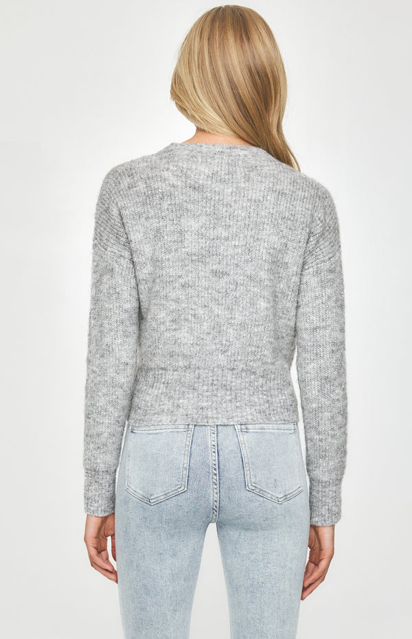 Calvi Long Sleeve Knit Top - Grey Marl