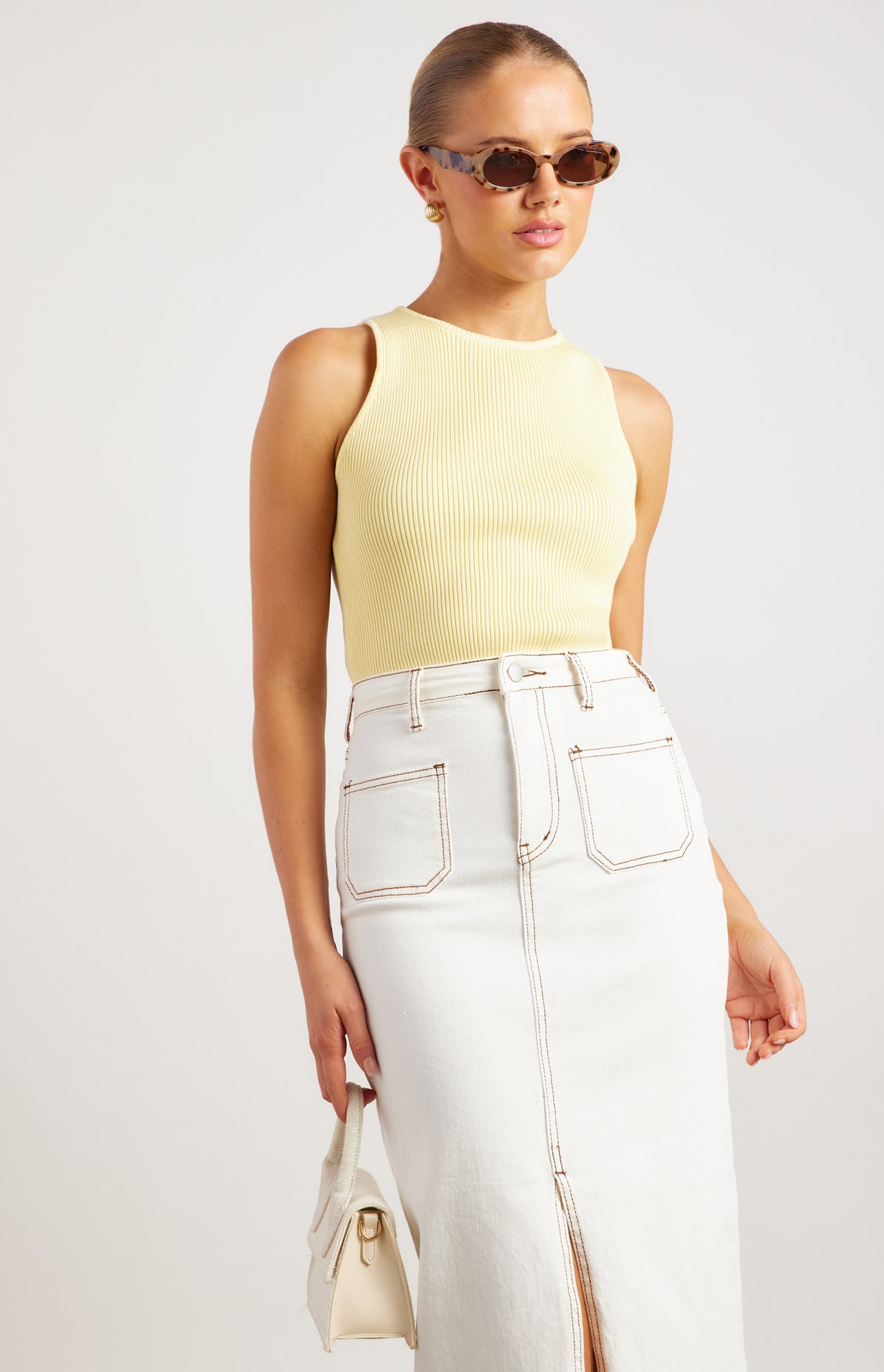 Clove Sleeveless Knit Top - Lemon