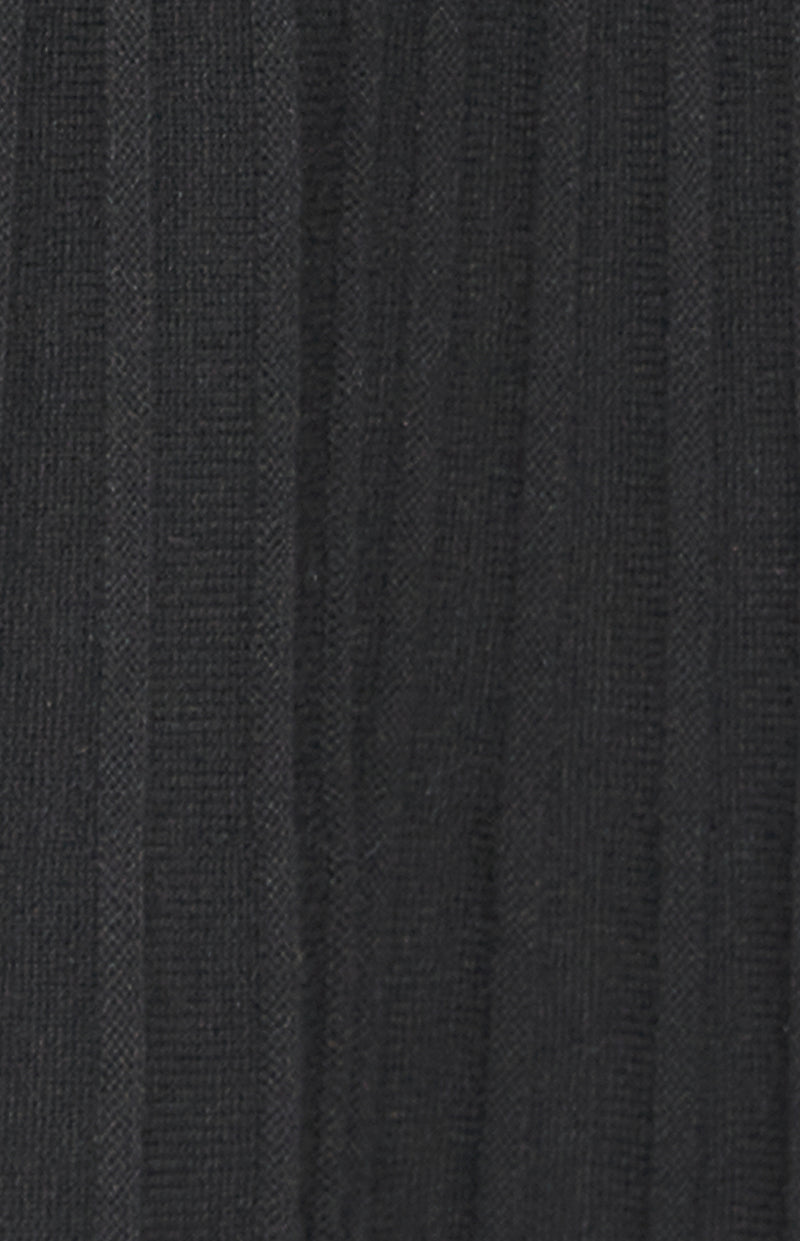 Tildy Long Sleeve, Ribbed Knit Mini Dress - Black