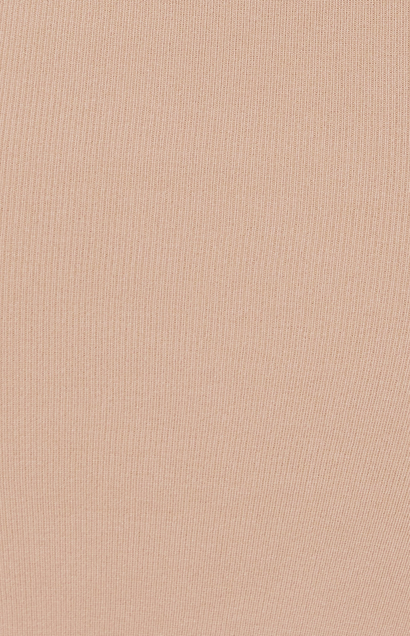 Dana Long Sleeve, Side Split, Midi Knit Dress - Latte