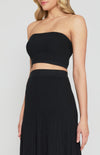 Kamille Strapless Top & Midi Length A-Line Skirt (Knit Set) - Black