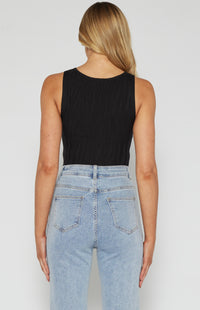 Austin Sleeveless, Textured Knit Top - Black