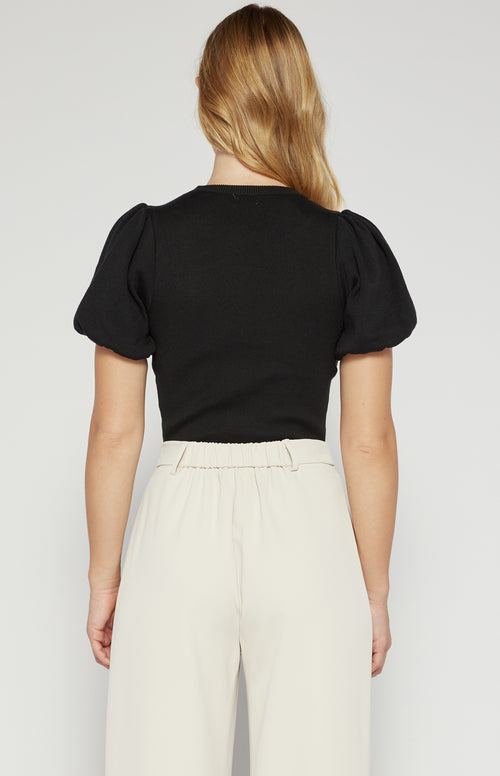 Nikayla Shirt Sleeve Top - Black