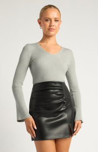 Sana Long Sleeve Knit Top - Grey