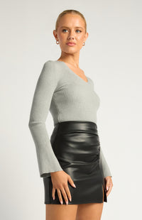 Sana Long Sleeve Knit Top - Grey