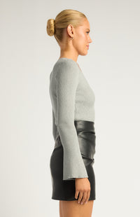 Sana Long Sleeve Knit Top - Grey