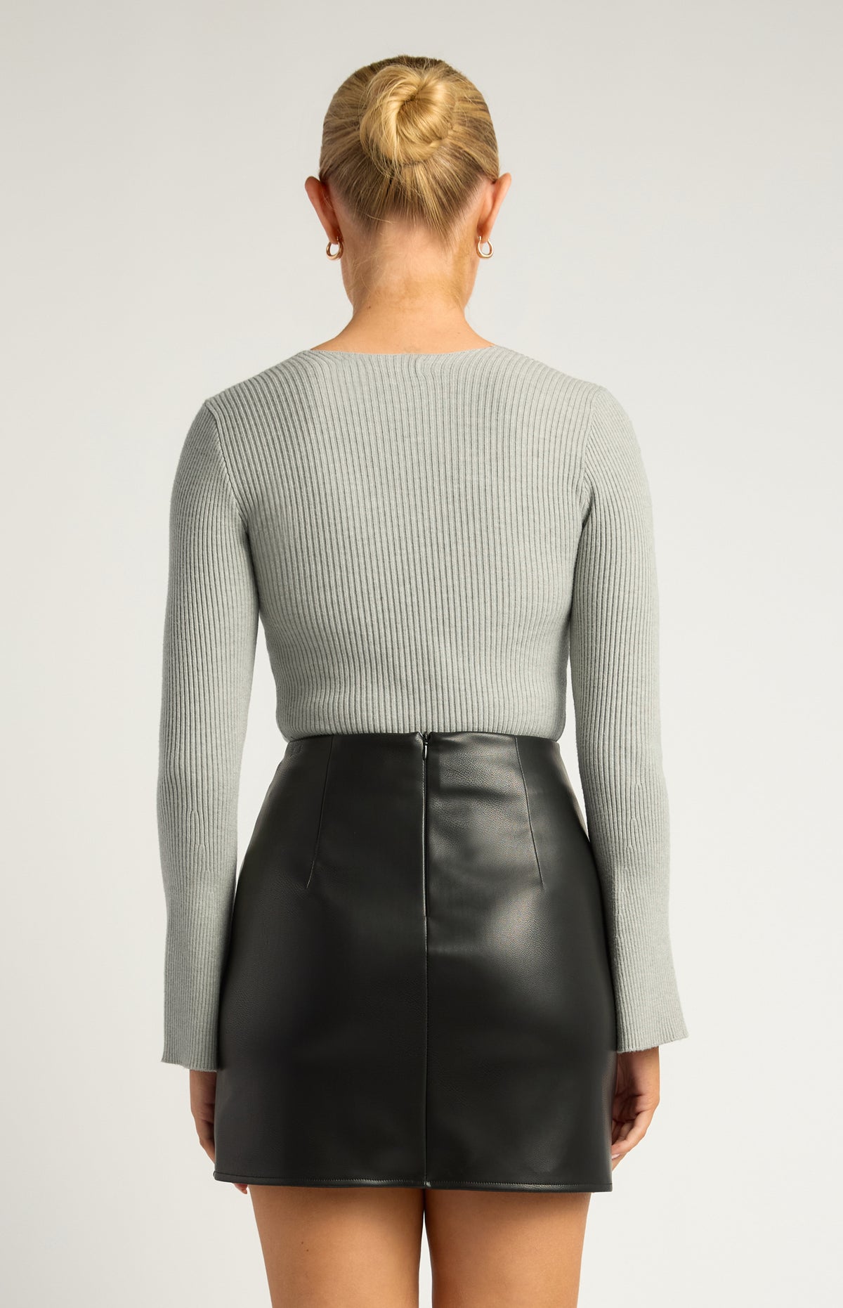 Sana Long Sleeve Knit Top - Grey