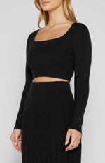 Ricki Knit Crop Top & Long Skirt Set - Black