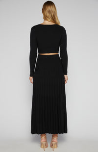 Ricki Knit Crop Top & Long Skirt Set - Black