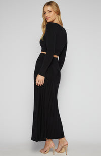 Ricki Knit Crop Top & Long Skirt Set - Black