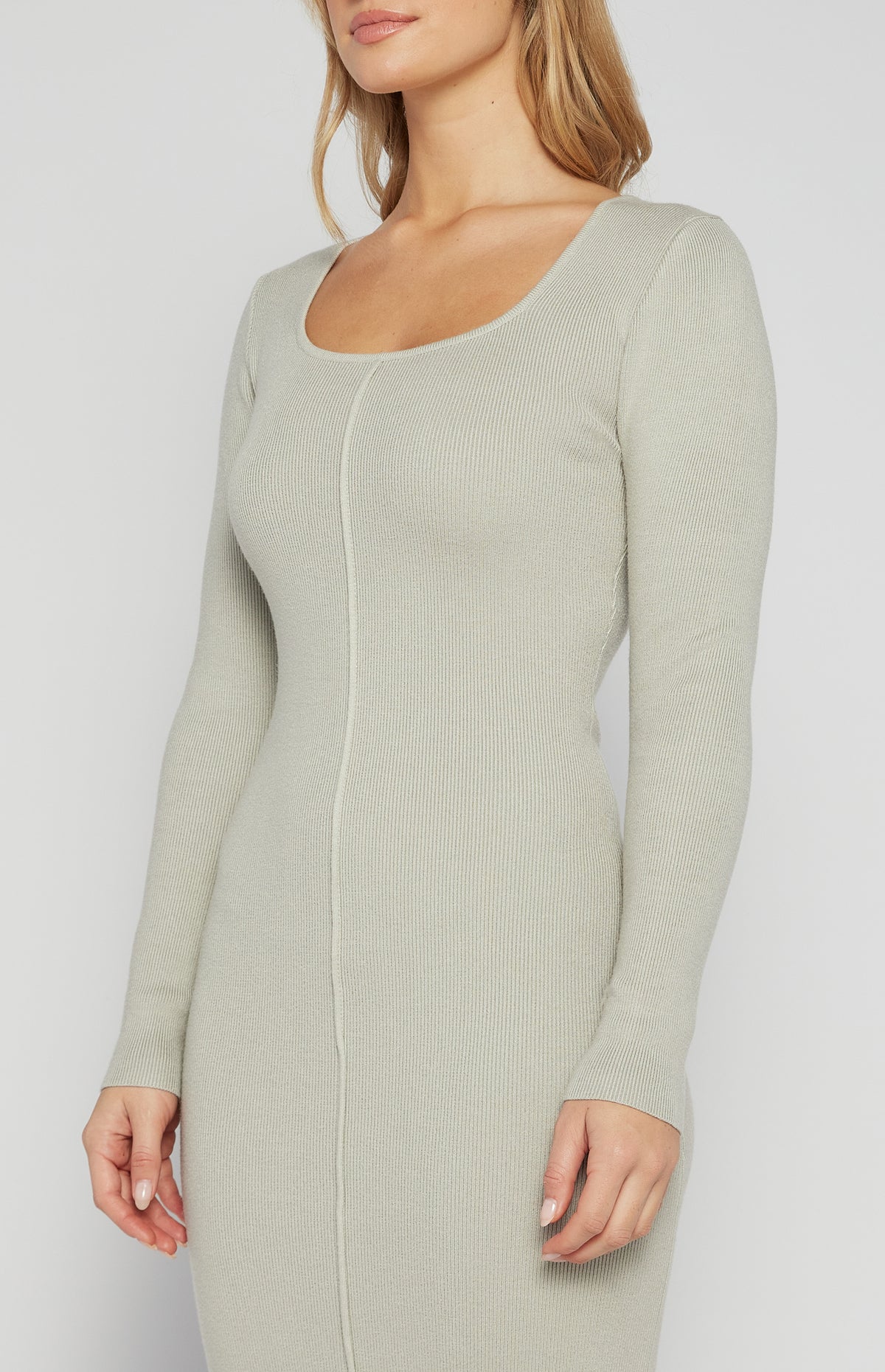 Corina Front Seam Detail Knit Midi Dress - Oyster