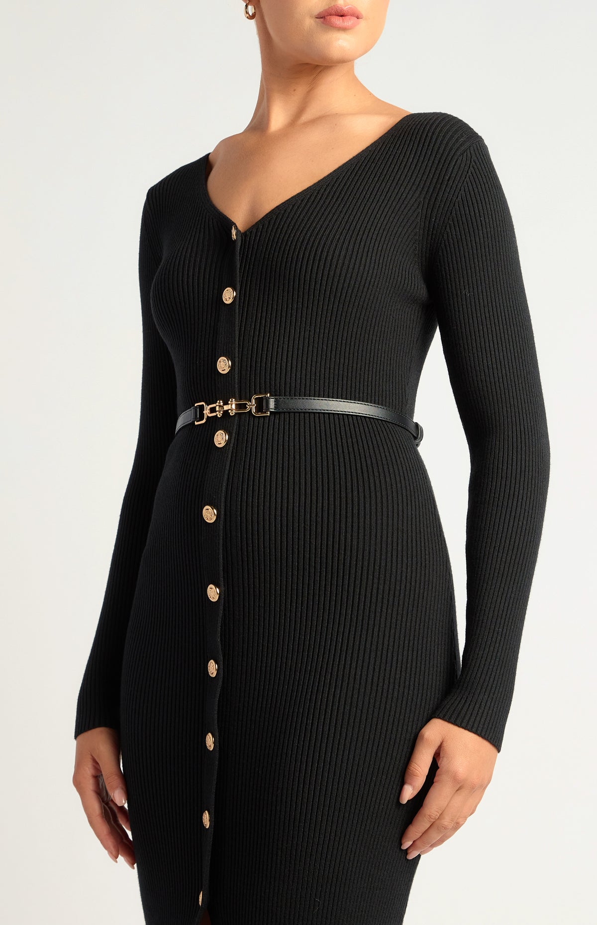 Carson Knit Midi Dress - Black