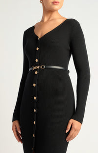 Carson Knit Midi Dress - Black
