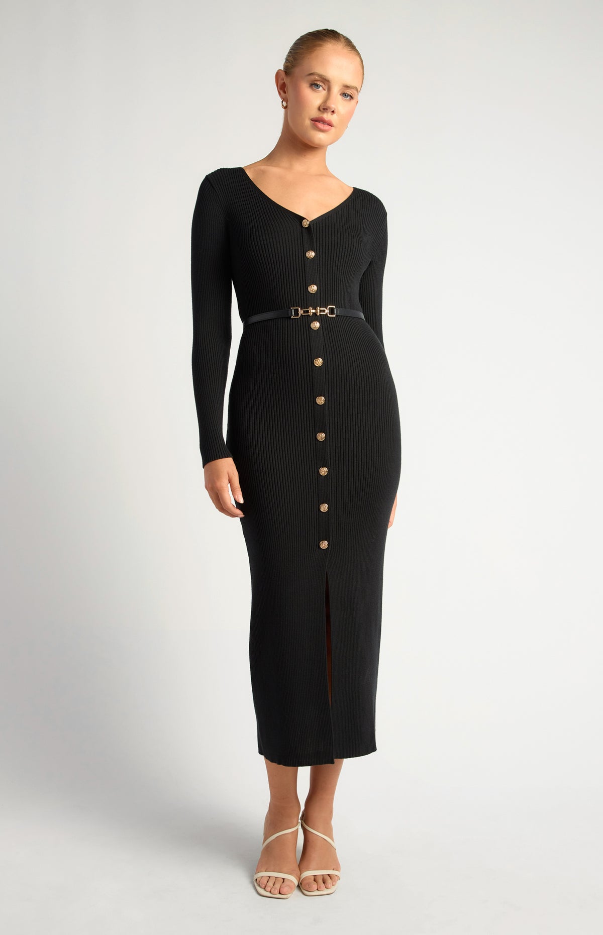 Carson Knit Midi Dress - Black