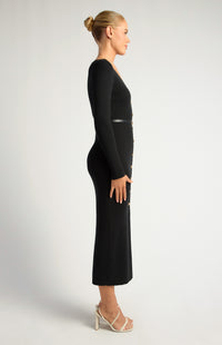 Carson Knit Midi Dress - Black