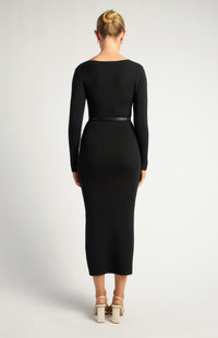 Carson Knit Midi Dress - Black