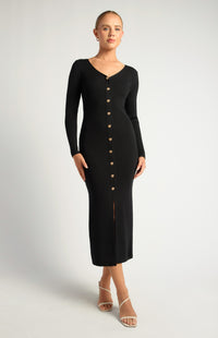 Carson Knit Midi Dress - Black