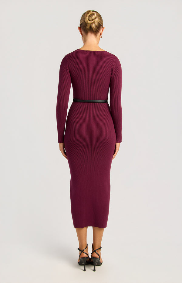 Carson Knit Midi Dress - Merlot