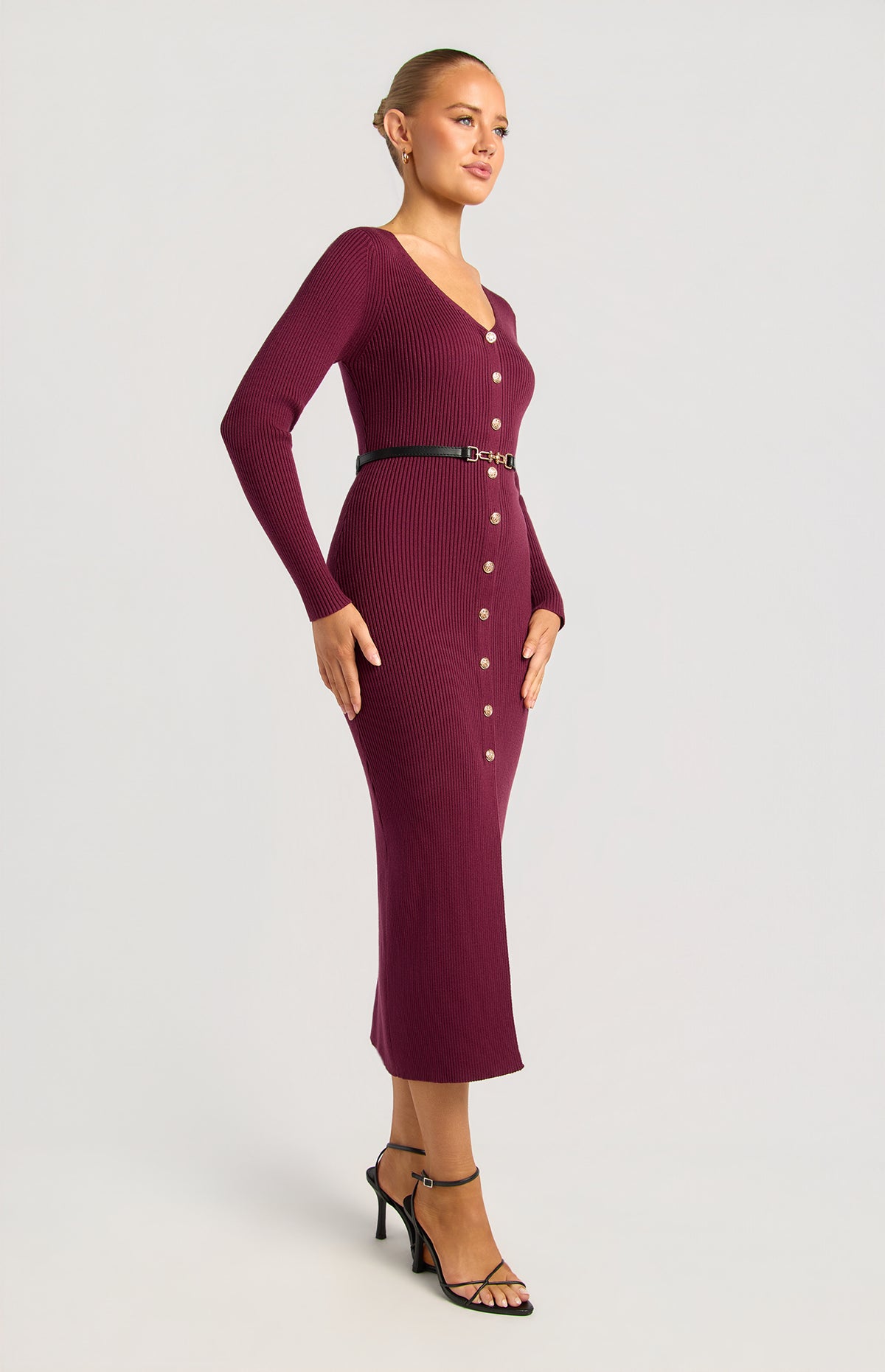Carson Knit Midi Dress - Merlot