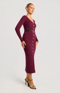 Carson Knit Midi Dress - Merlot