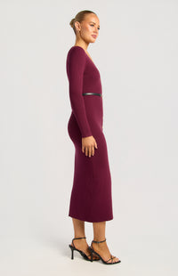 Carson Knit Midi Dress - Merlot