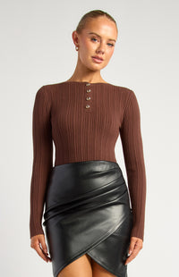 Seville Knit Bodysuit - Chocolate