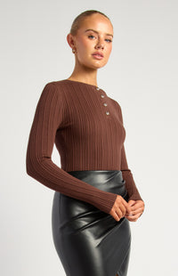 Seville Knit Bodysuit - Chocolate